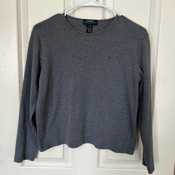 Ralph Lauren Tops - Ralph Lauren Charcoal Cotton Long Sleeve Top